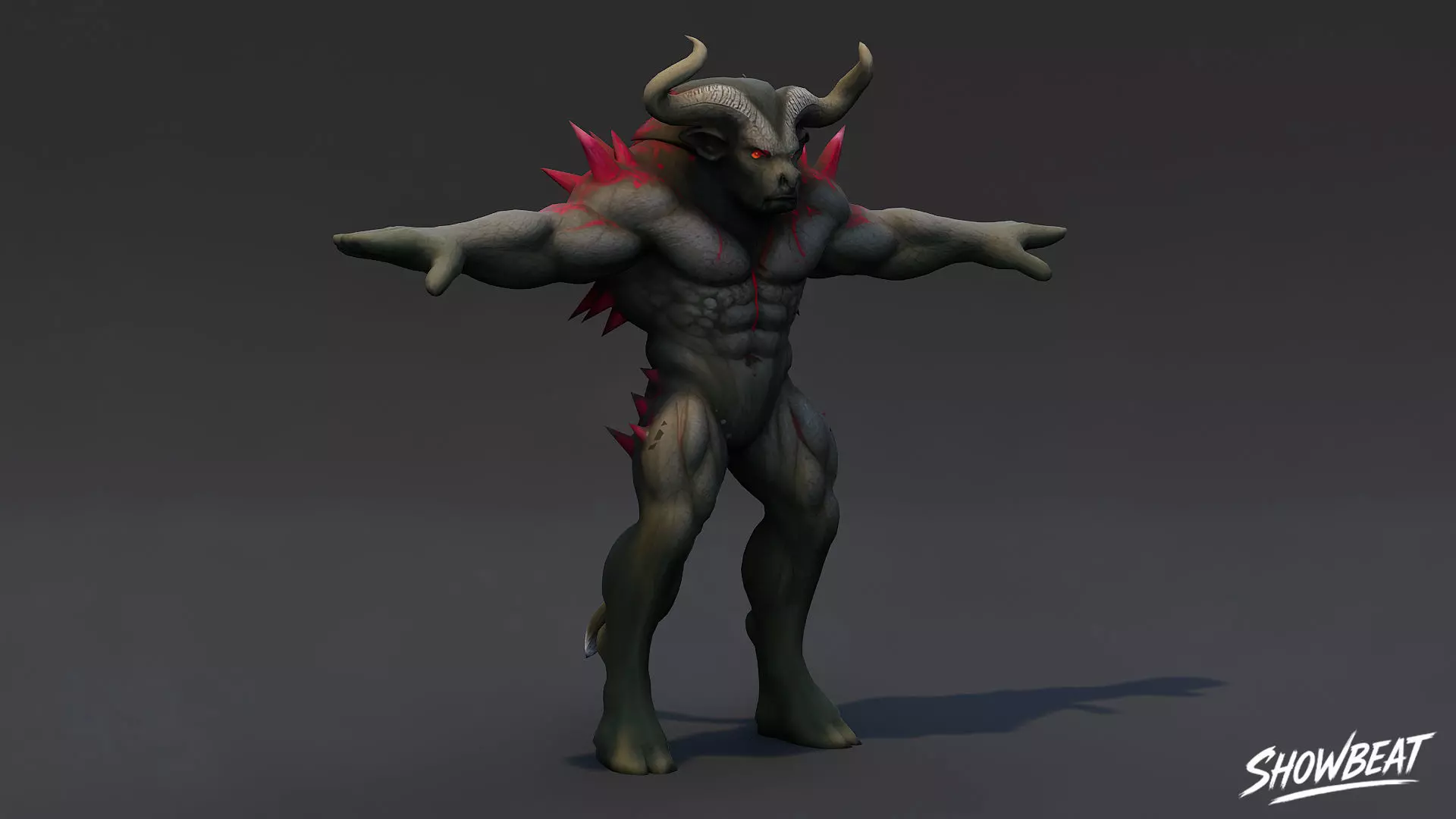 Cursed Minotaur T-Pose Low-poly 3D model_1
