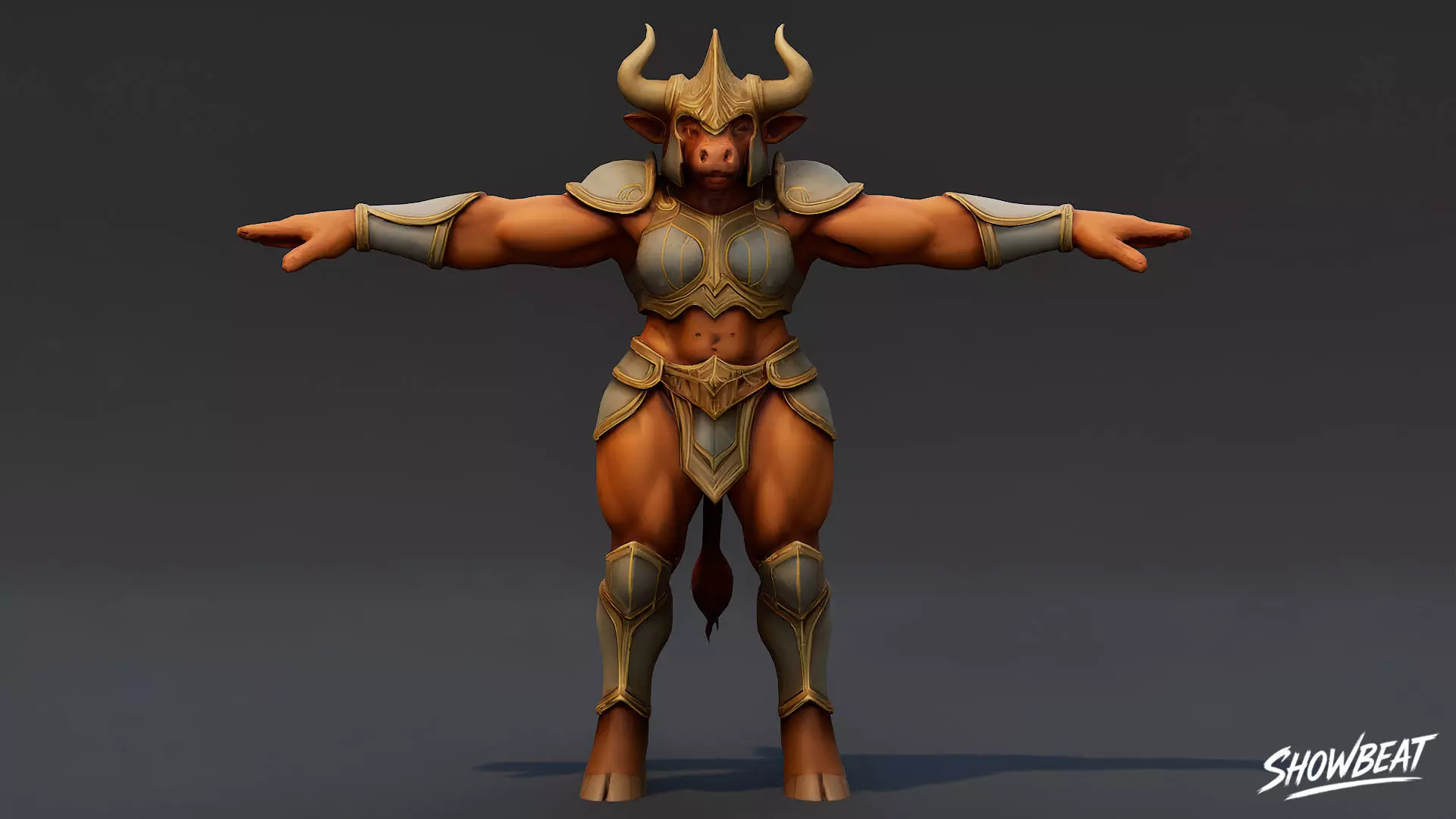 FemaleWarrior Minotaur T-Pose Low-poly 3D model