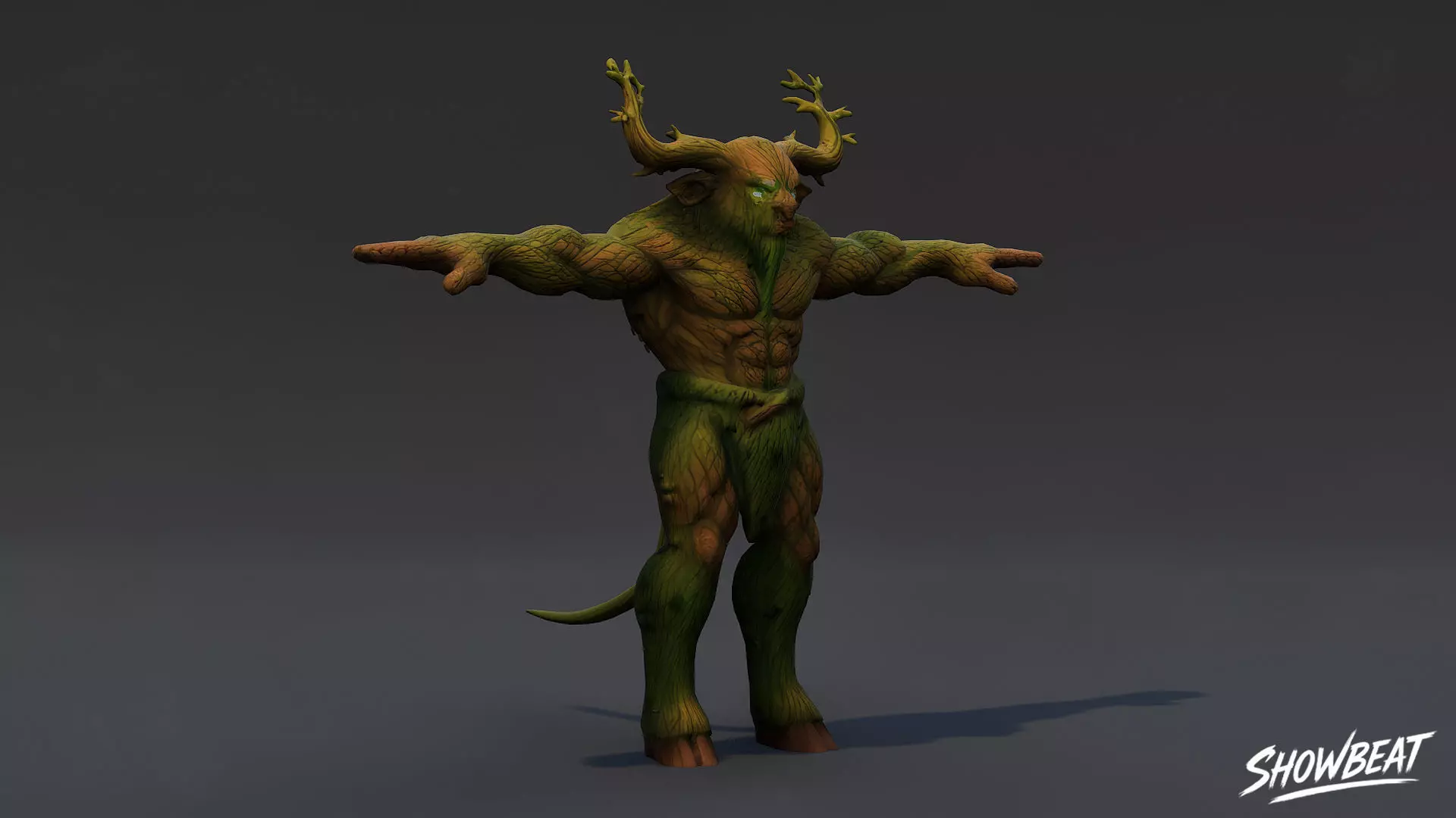 Forest Minotaur T-Pose Low-poly 3D model_2