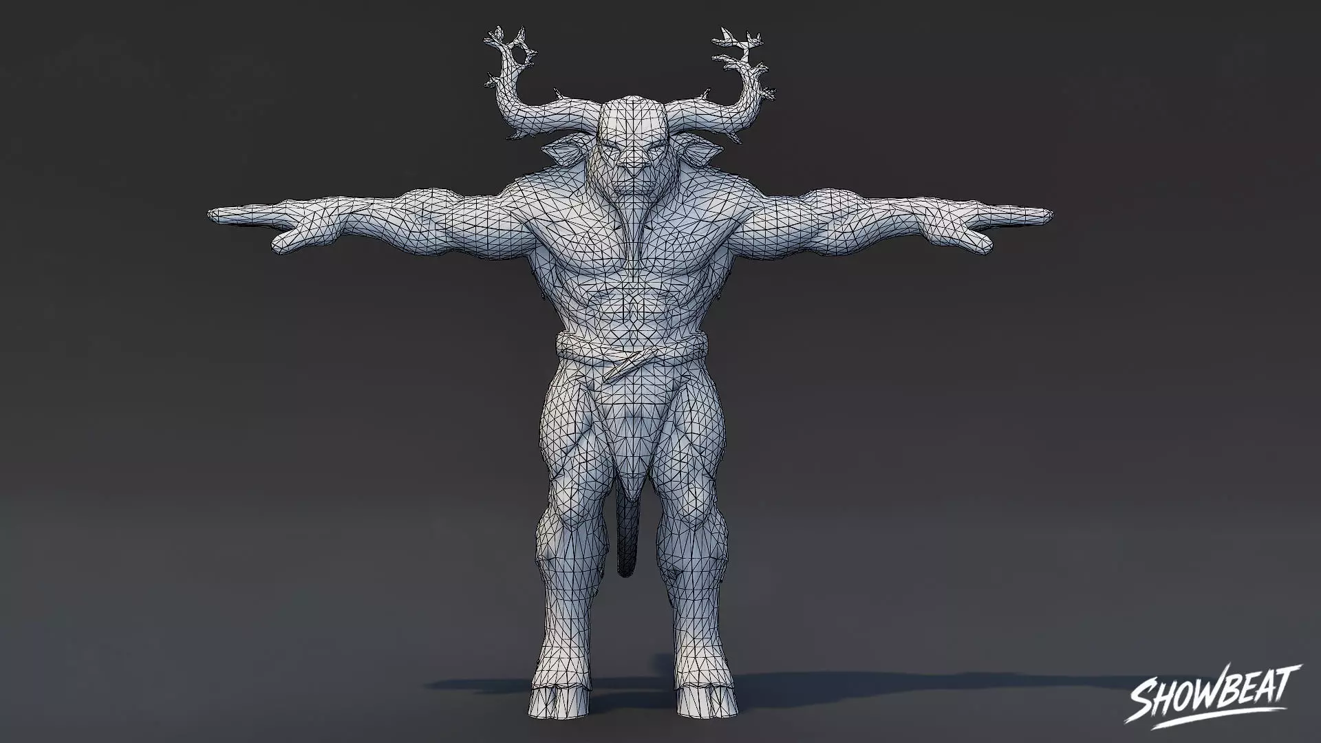 Forest Minotaur T-Pose Low-poly 3D model_6