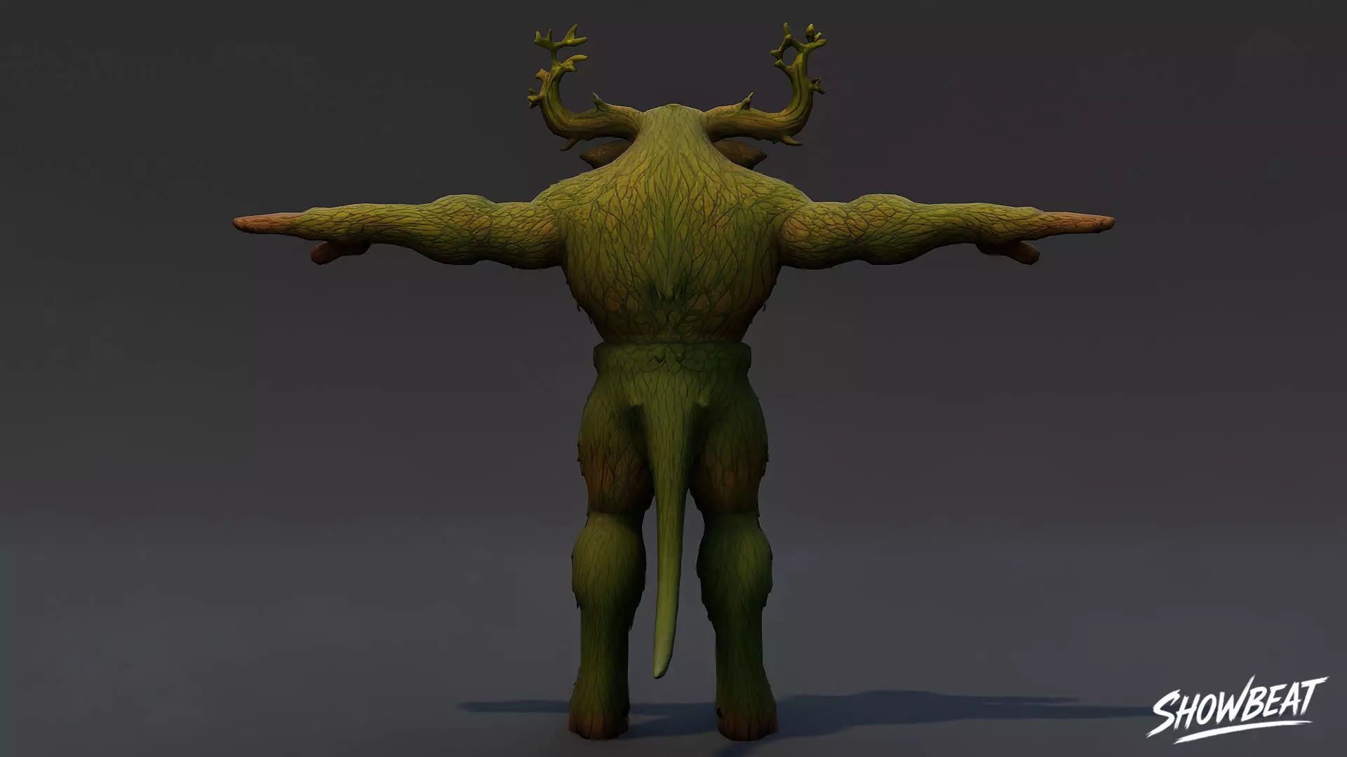 Forest Minotaur T-Pose Low-poly 3D model_3