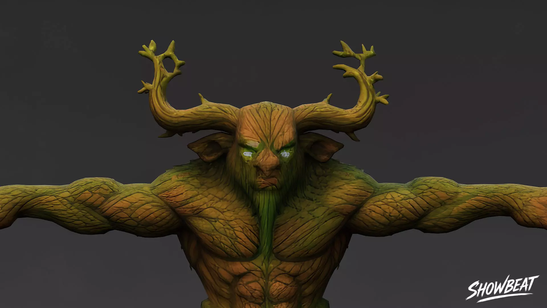 Forest Minotaur T-Pose Low-poly 3D model_4