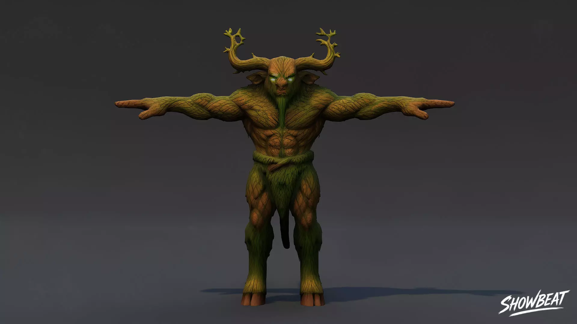 Forest Minotaur T-Pose Low-poly 3D model_0