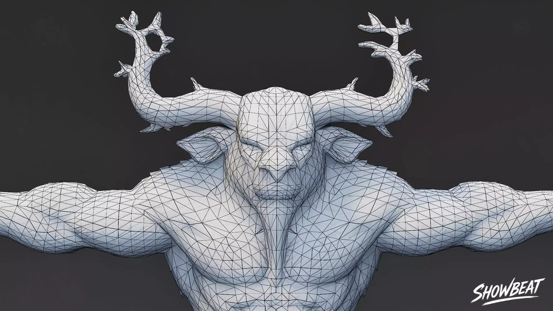 Forest Minotaur T-Pose Low-poly 3D model_7