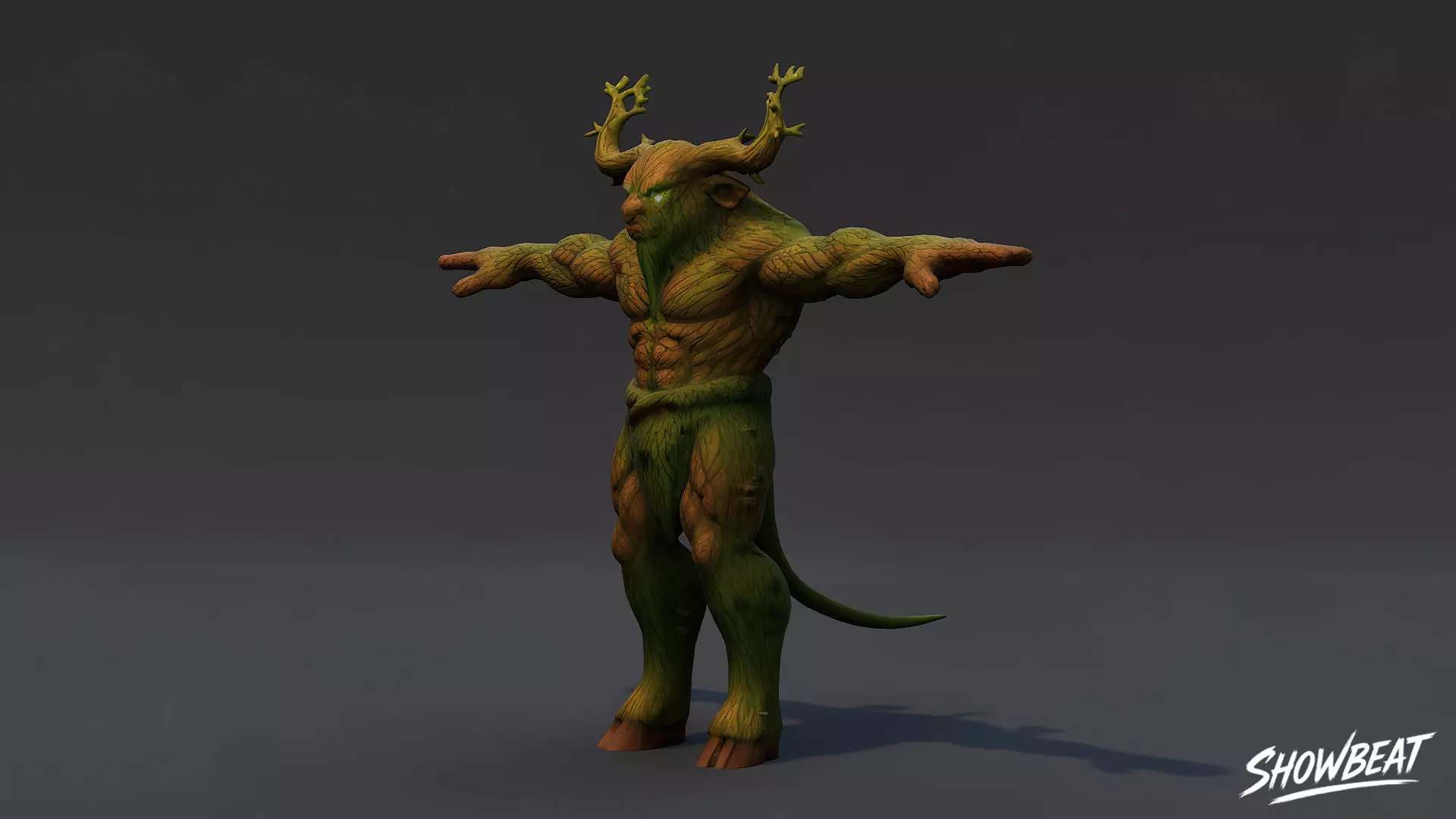 Forest Minotaur T-Pose Low-poly 3D model_1