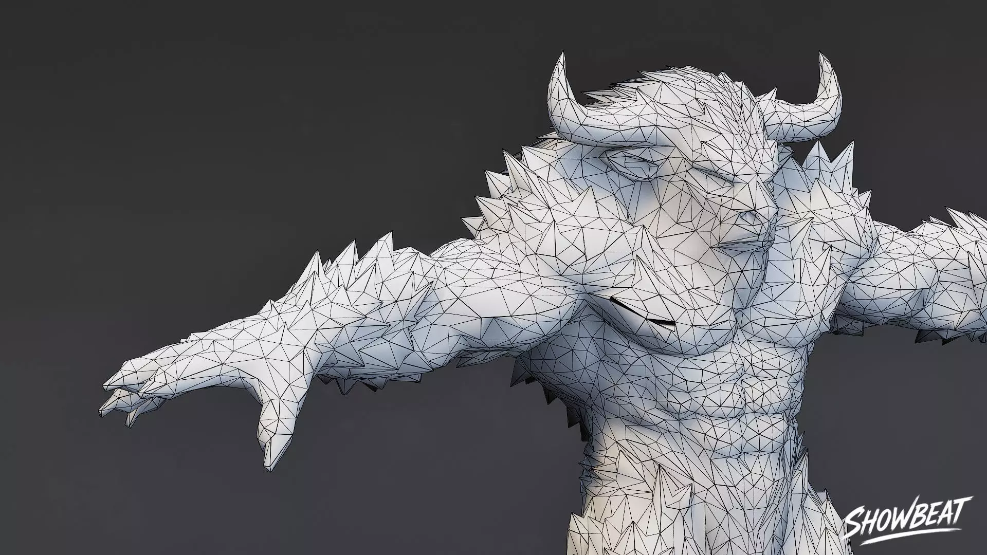 Ice Minotaur T-Pose Low-poly 3D model_9