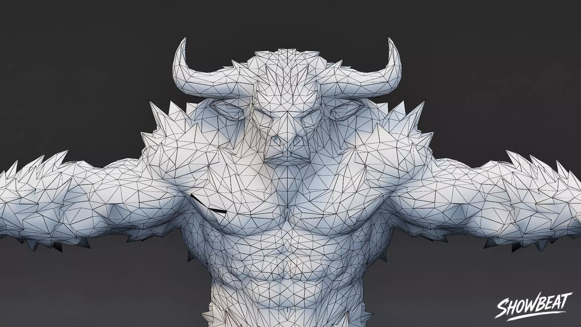 Ice Minotaur T-Pose Low-poly 3D model_7