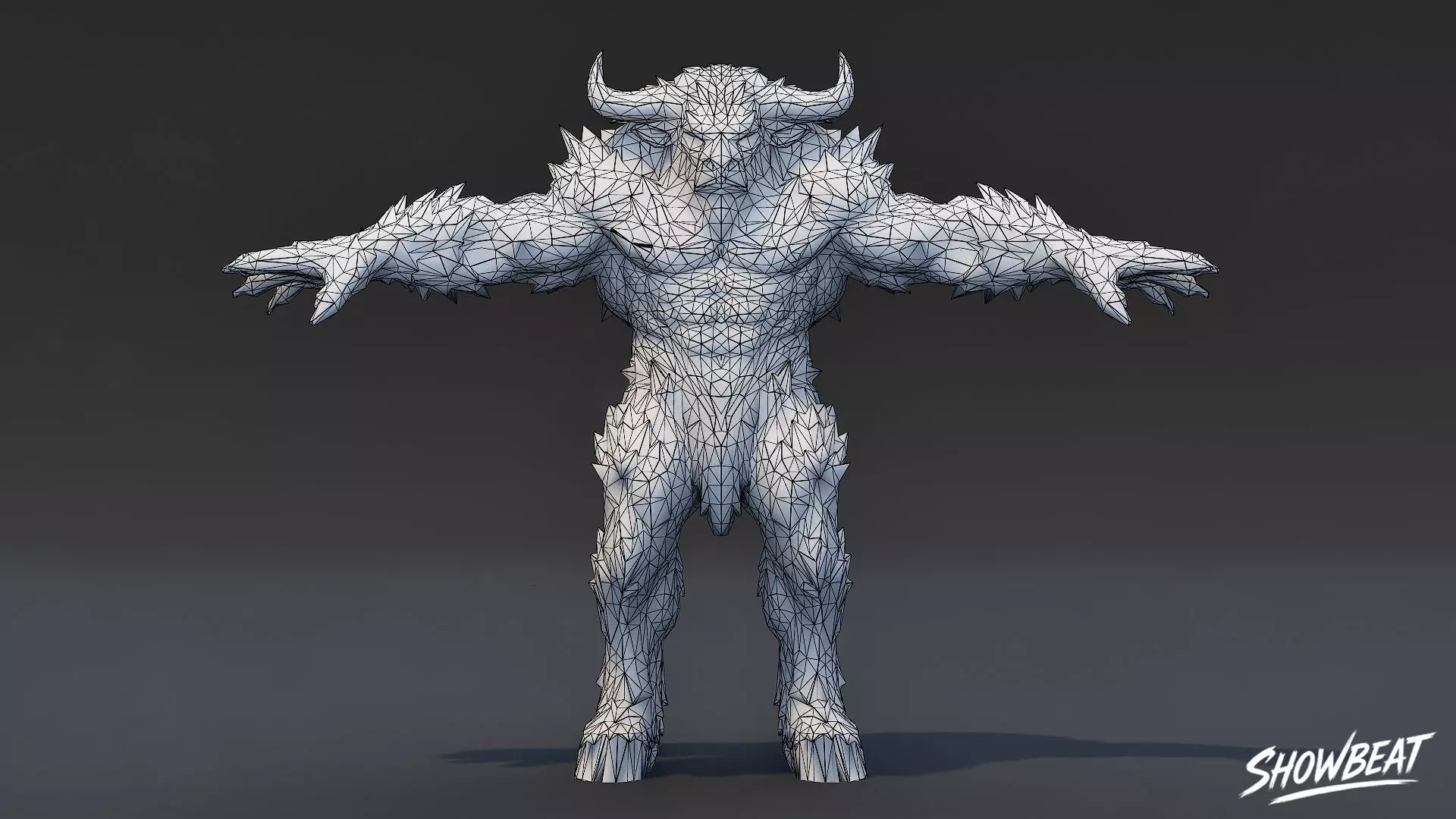 Ice Minotaur T-Pose Low-poly 3D model_6
