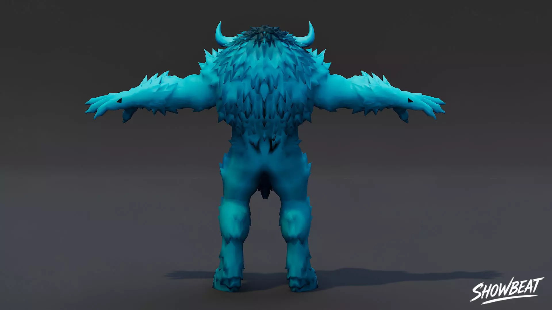 Ice Minotaur T-Pose Low-poly 3D model_3