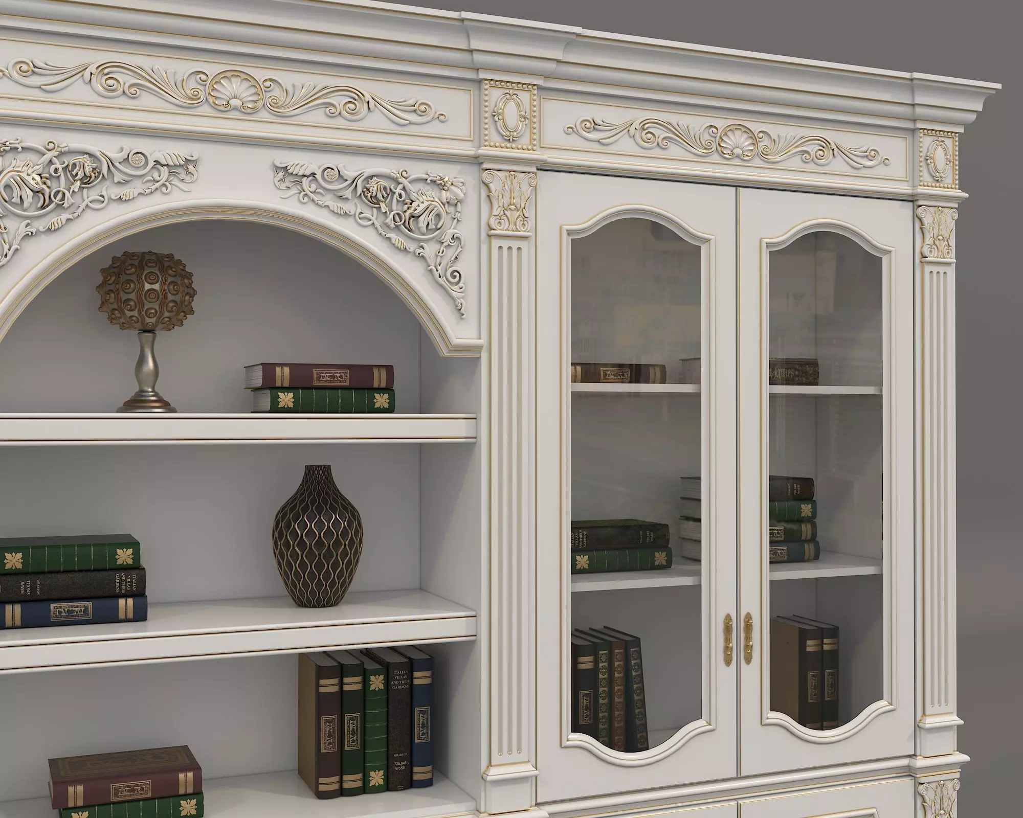 Classic Display Cabinet and Decoration 6 3D model_2