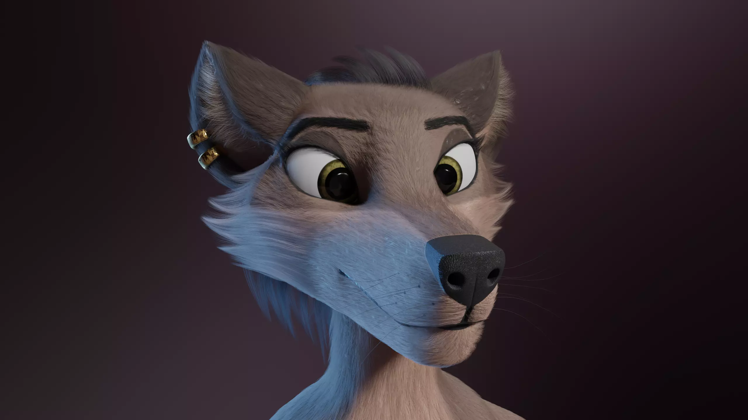 Sapphire anthro fox Free low-poly 3D model_1