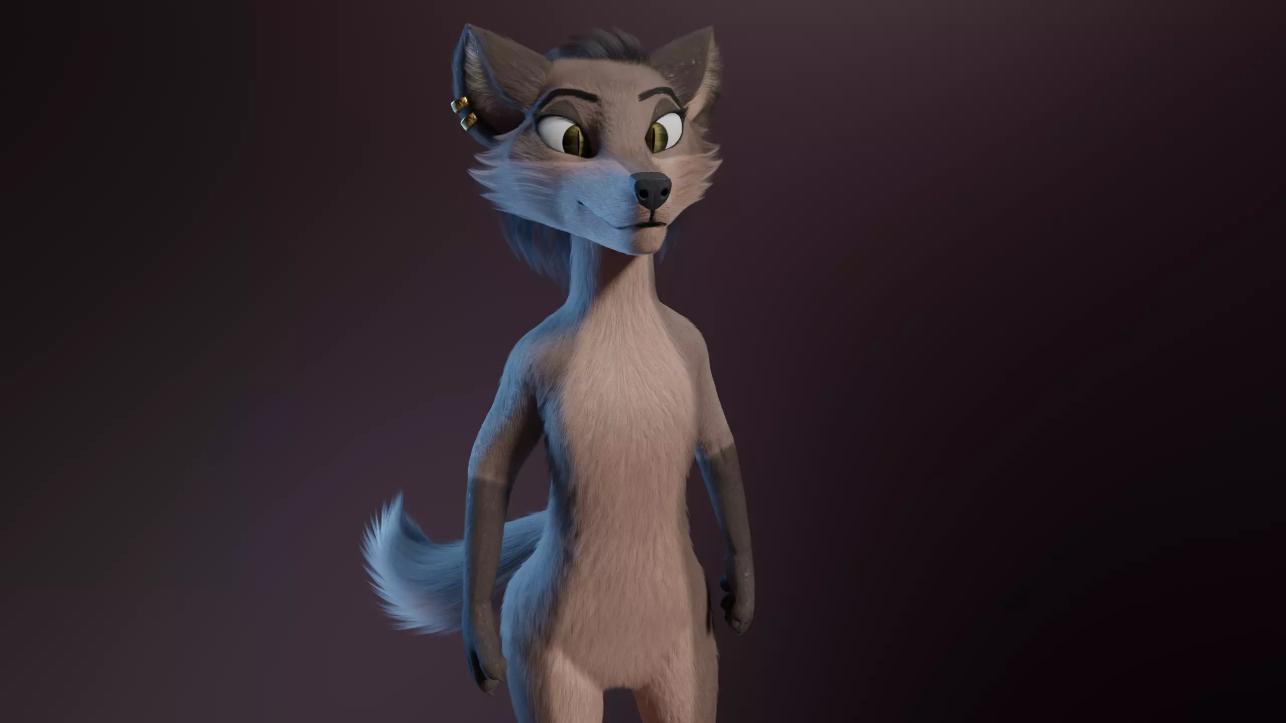 Sapphire anthro fox Free low-poly 3D model_0