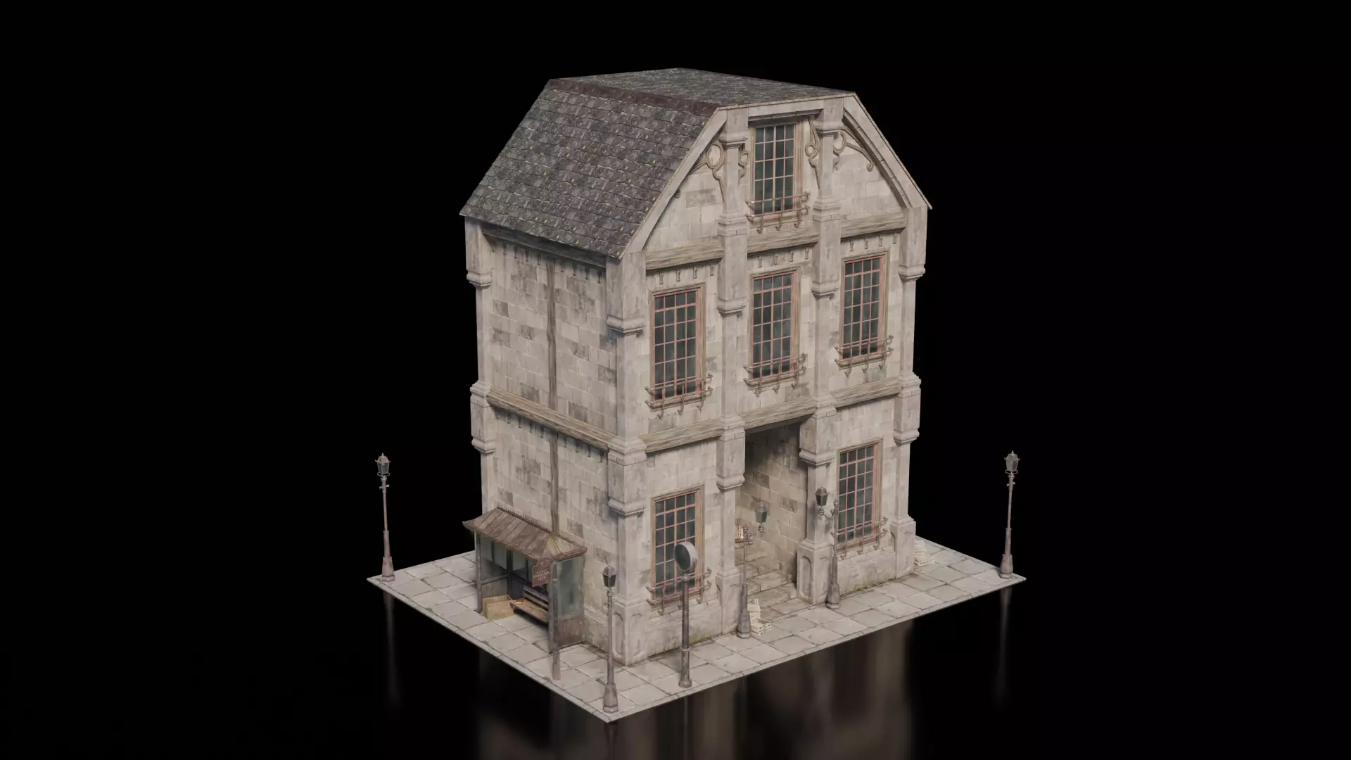 Dark Fantasy Building - Archive 3D model_0