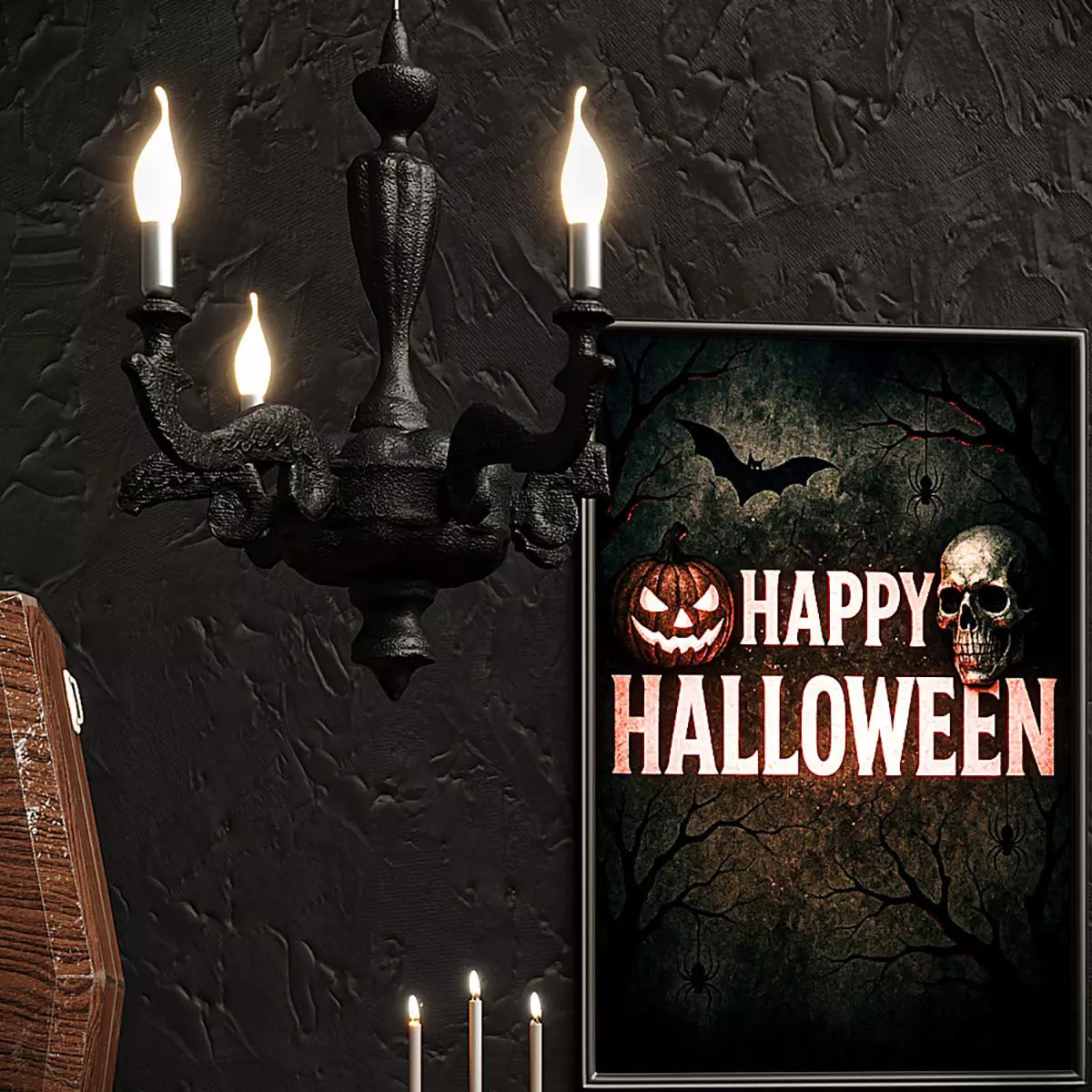 Decorative Halloween Set with Wednesday s Thing 3D model_4