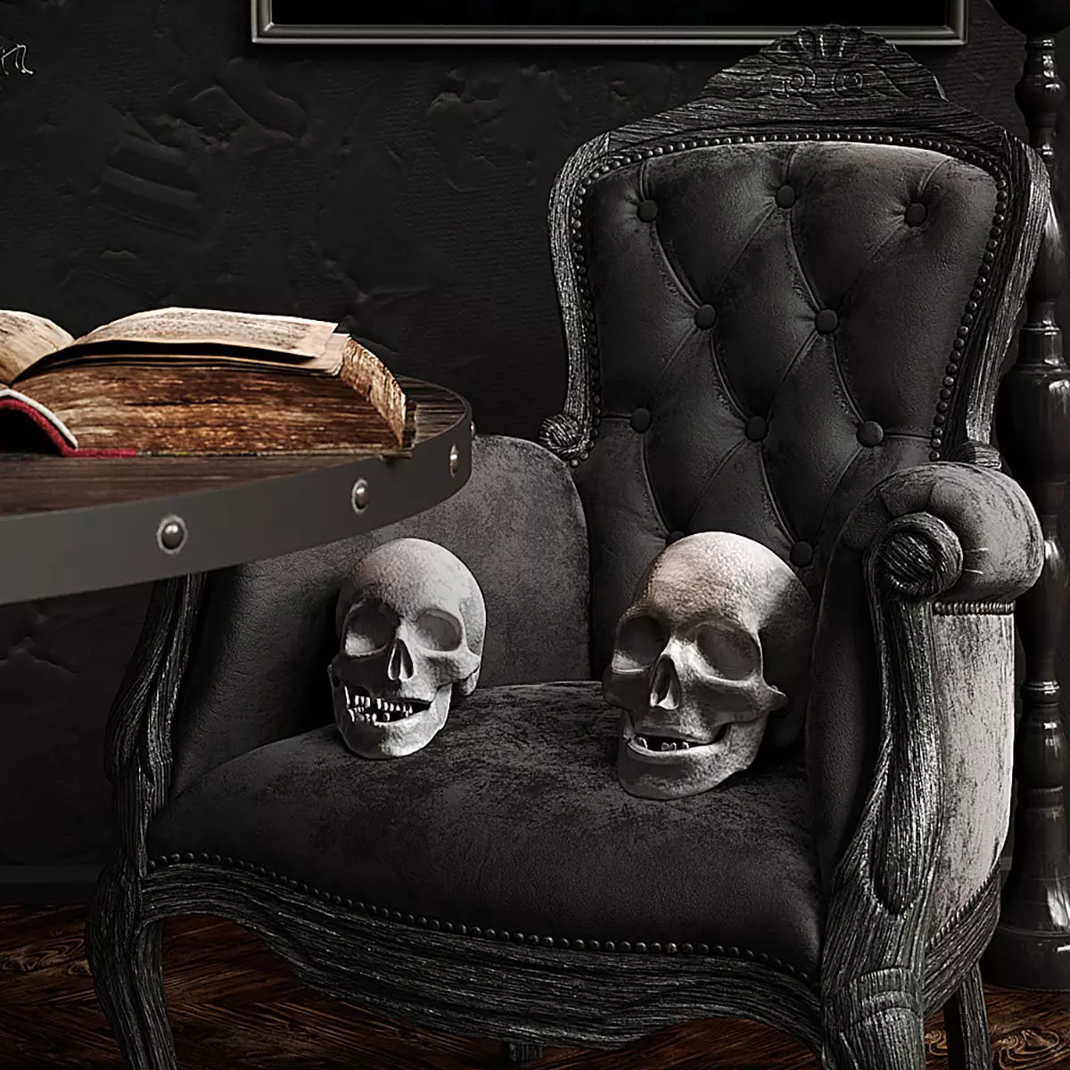 Decorative Halloween Set with Wednesday s Thing 3D model_2