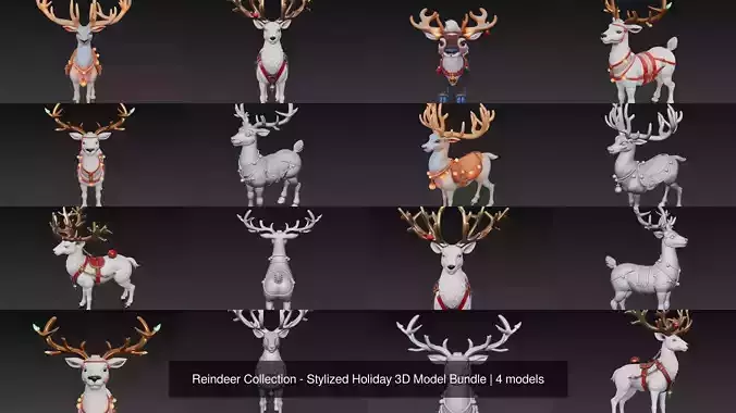 Reindeer Collection - Stylized Holiday 3D Model Bundle