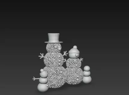 3D Snowman Family Model Merry Christmas Scene 3D print model_1