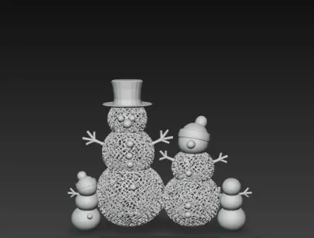 3D Snowman Family Model Merry Christmas Scene 3D print model_0