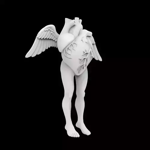 Heart With Hanging Legs And Wings 3D Print Model