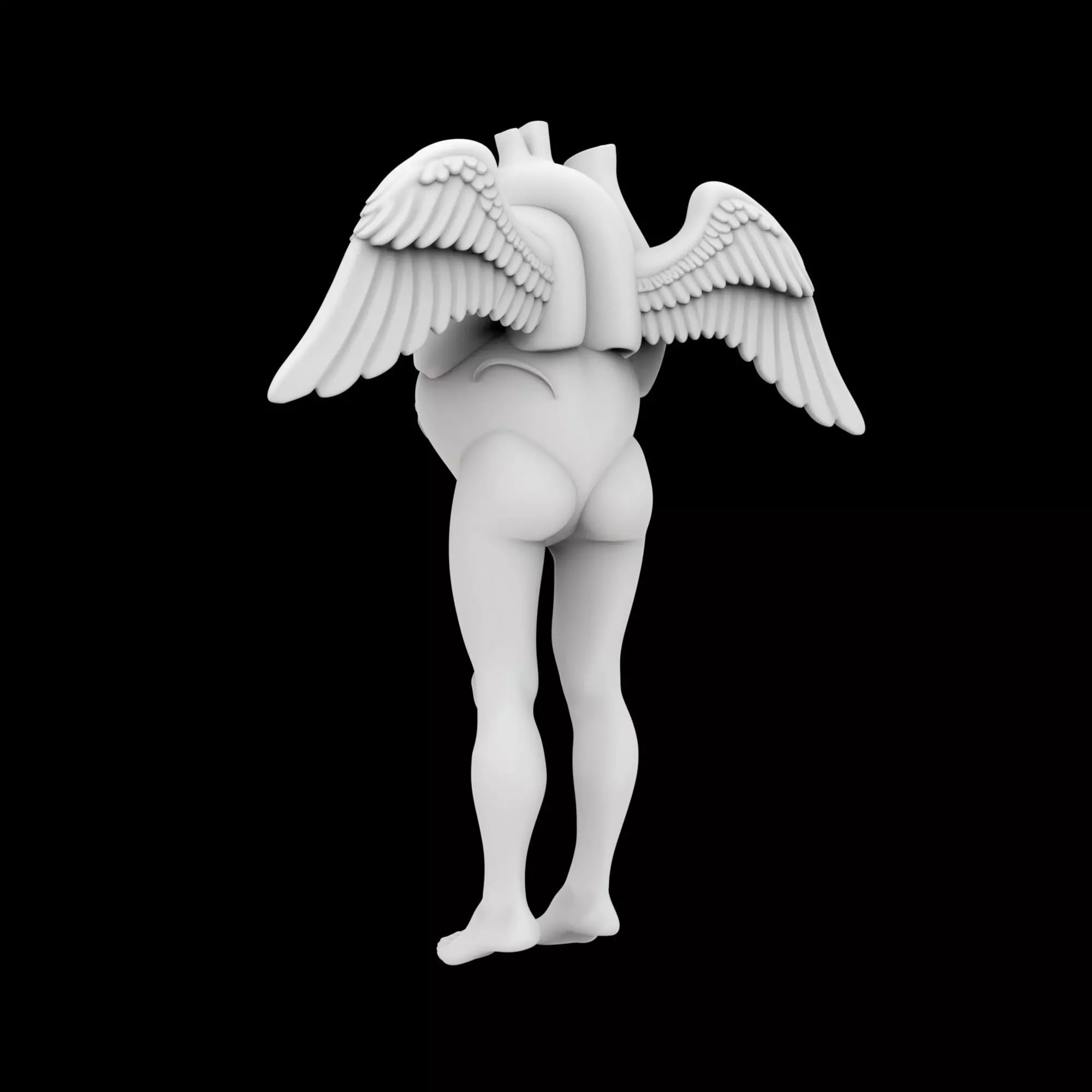 Heart With Hanging Legs And Wings 3D Print Model 3D print model_2