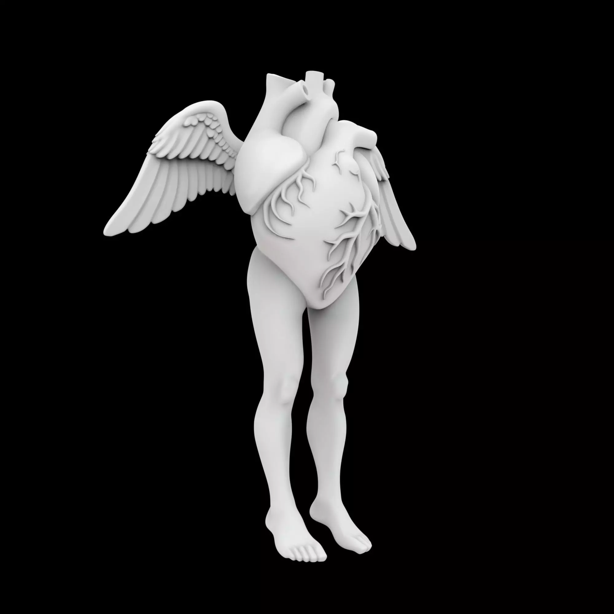 Heart With Hanging Legs And Wings 3D Print Model 3D print model_4