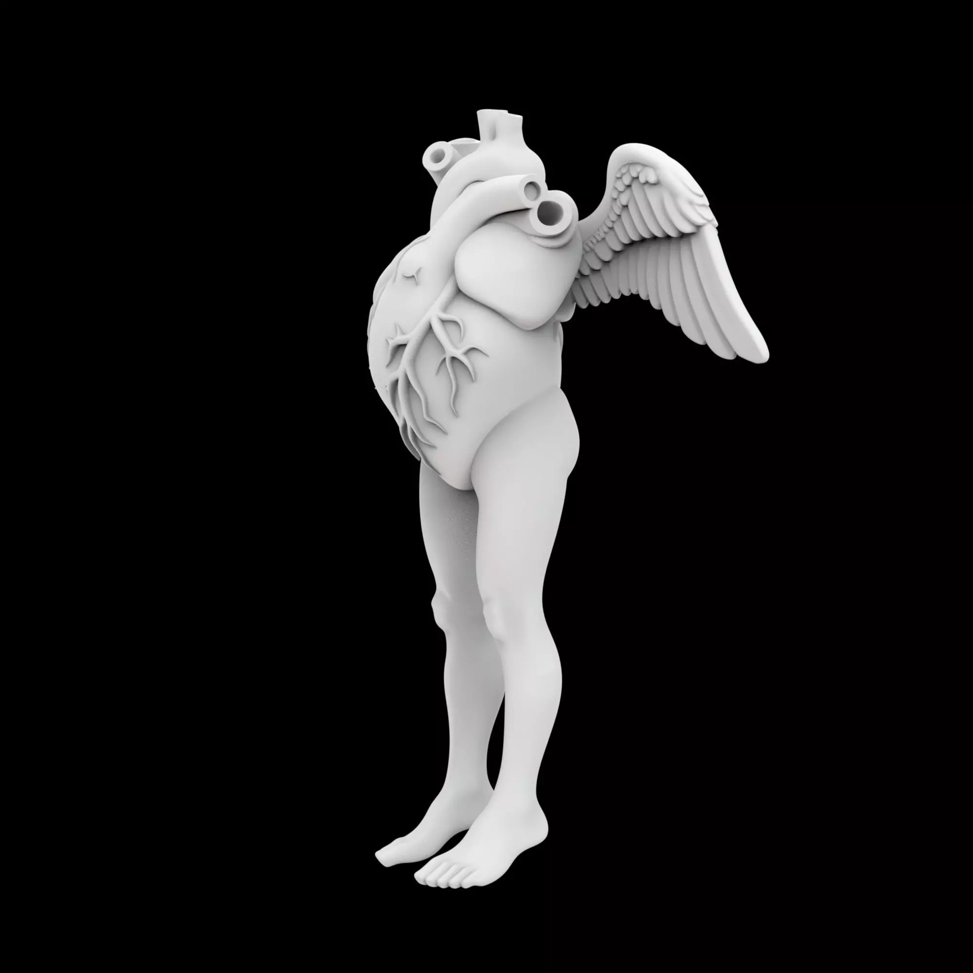 Heart With Hanging Legs And Wings 3D Print Model 3D print model_1