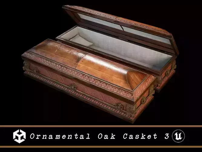 Ornamental Oak Wooden Casket 3