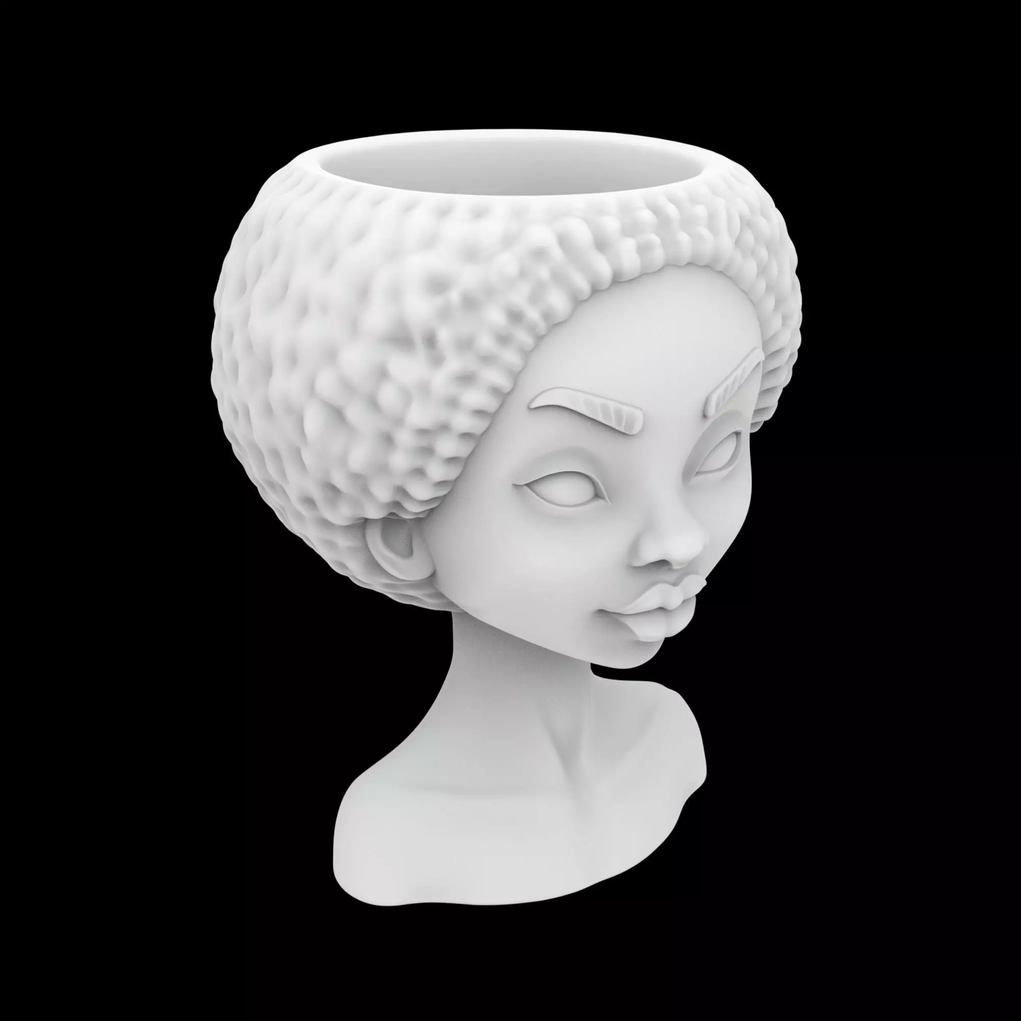 Minimalist African Girl Planter 3D Print Model 3D print model_0