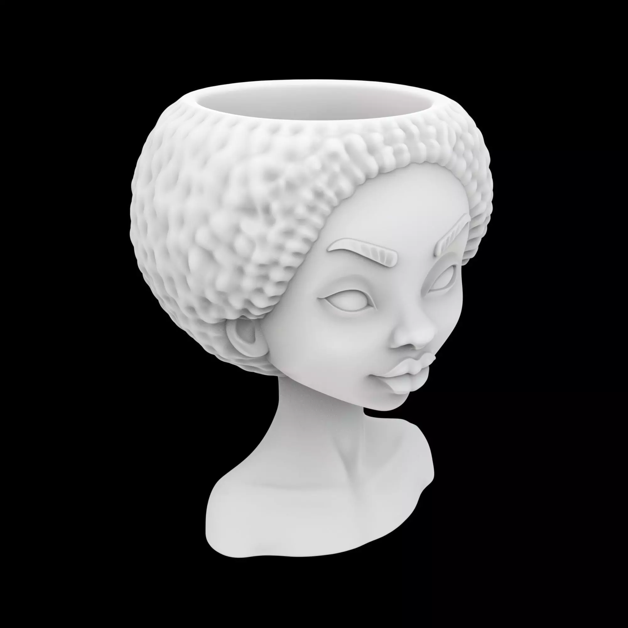 Minimalist African Girl Planter 3D Print Model 3D print model_4
