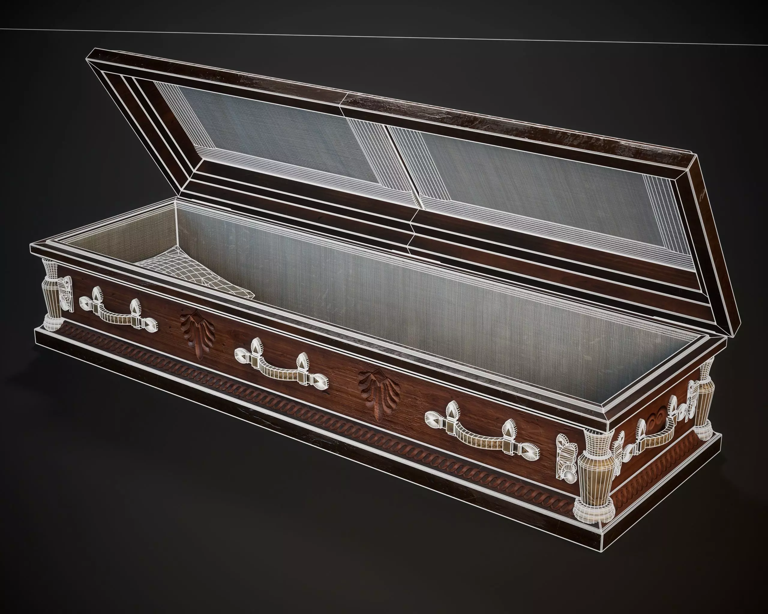 Ornamental Oak Wooden Casket 1 Low-poly 3D model_15
