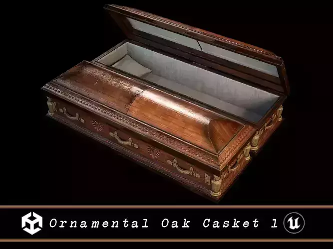 Ornamental Oak Wooden Casket 1 Low-poly 3D model Ornamental Oak Wooden Casket 1 Low-poly 3D model
