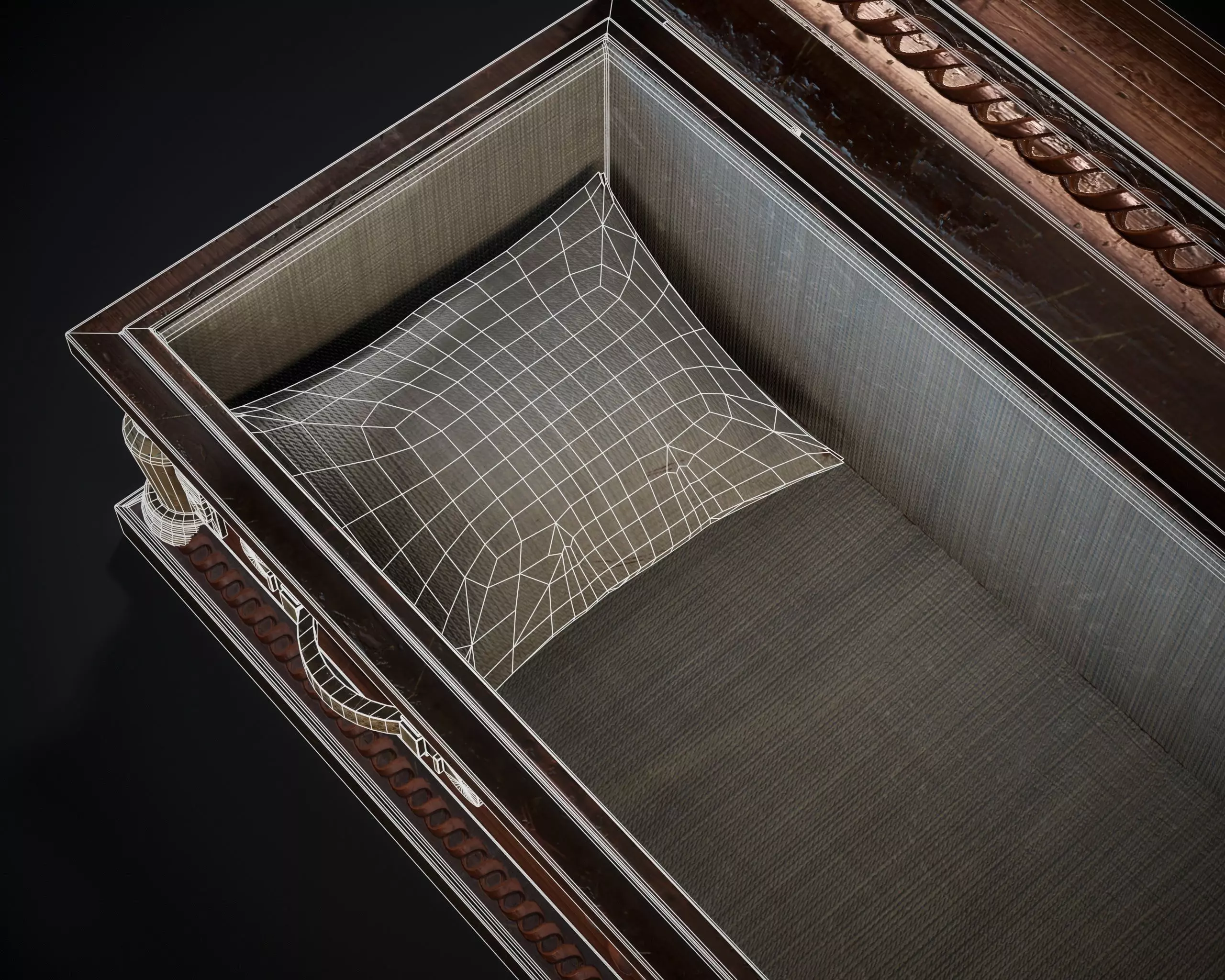 Ornamental Oak Wooden Casket 1 Low-poly 3D model_19