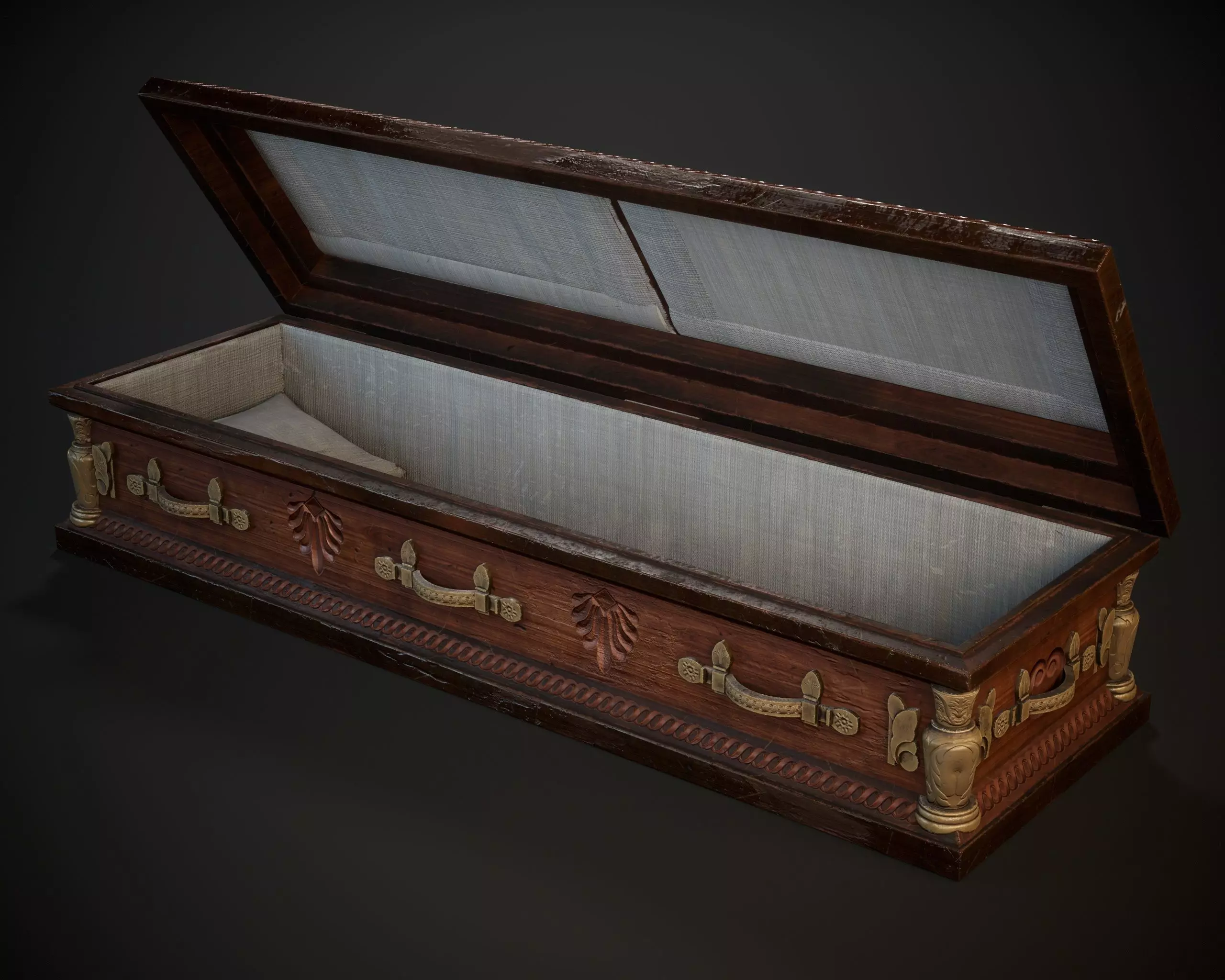 Ornamental Oak Wooden Casket 1 Low-poly 3D model_14