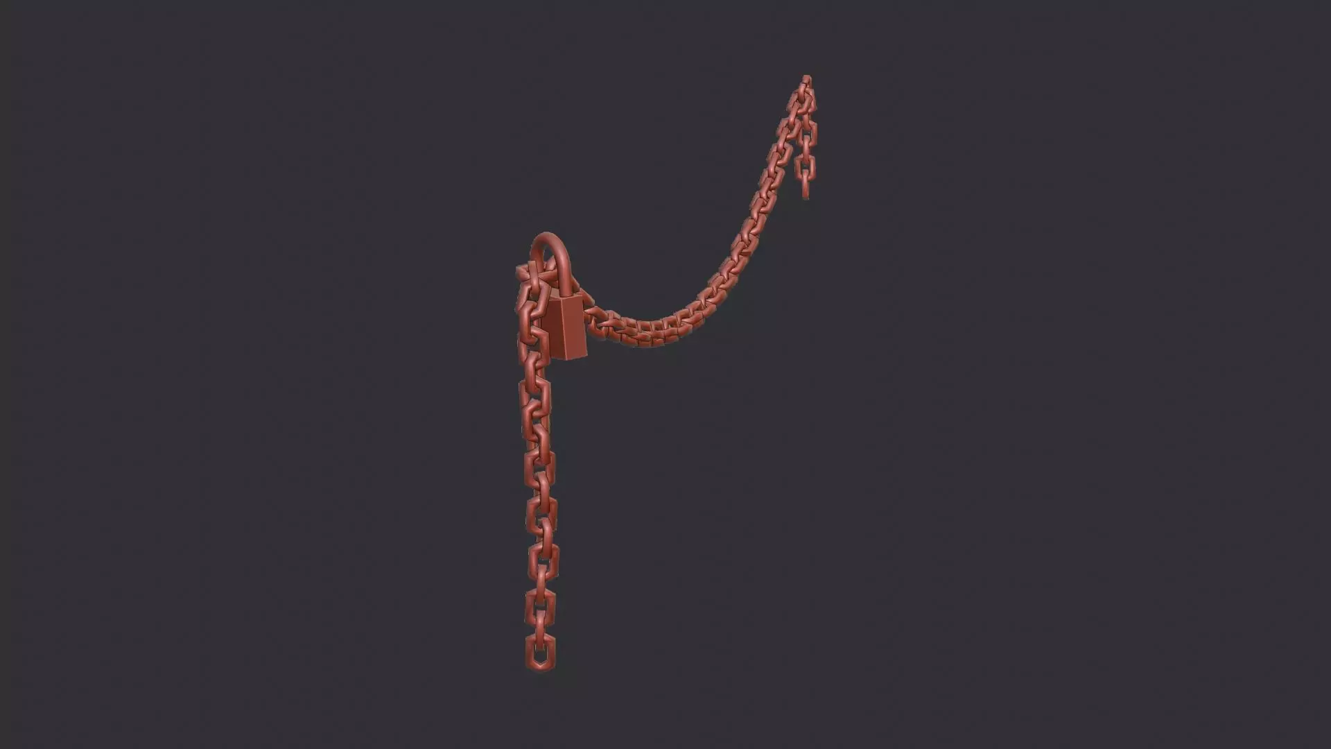 Rusty chain with padlock decor Low-poly 3D model_6