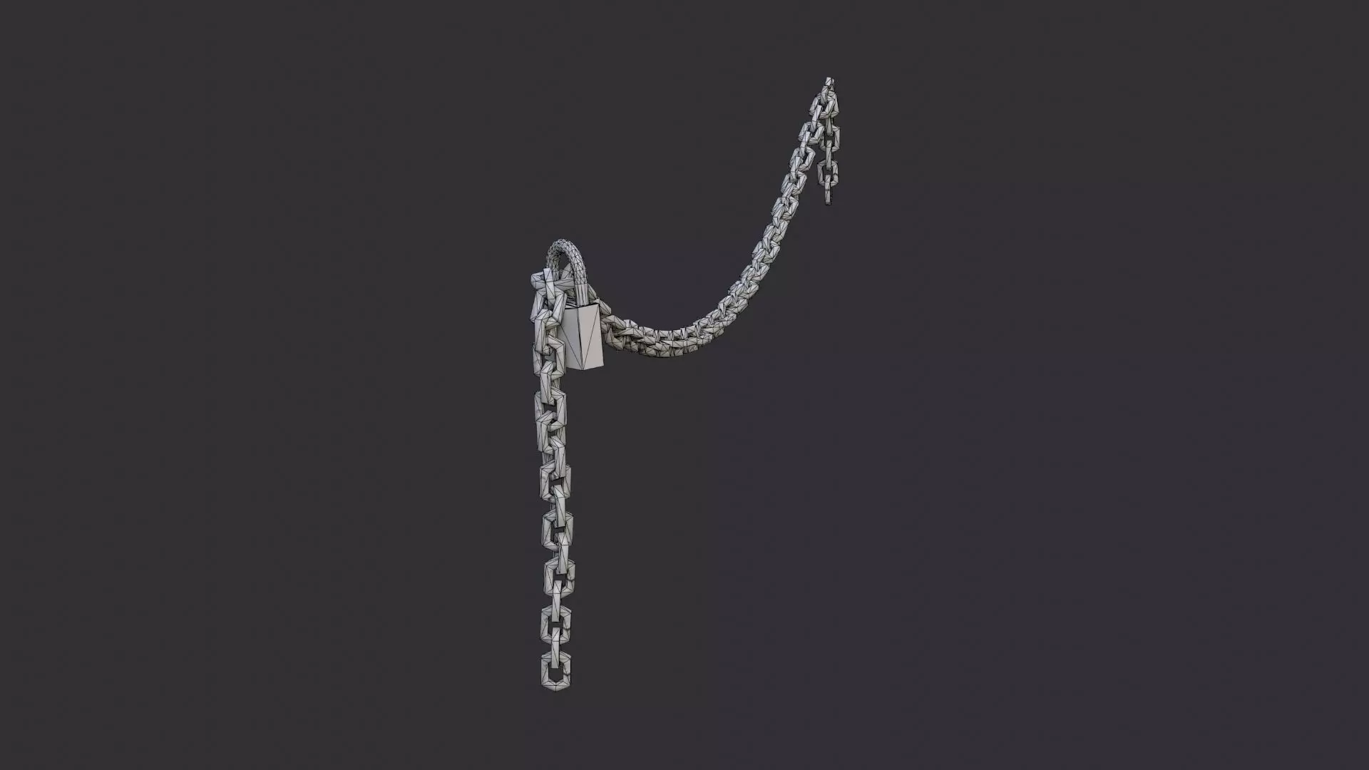 Rusty chain with padlock decor Low-poly 3D model_7