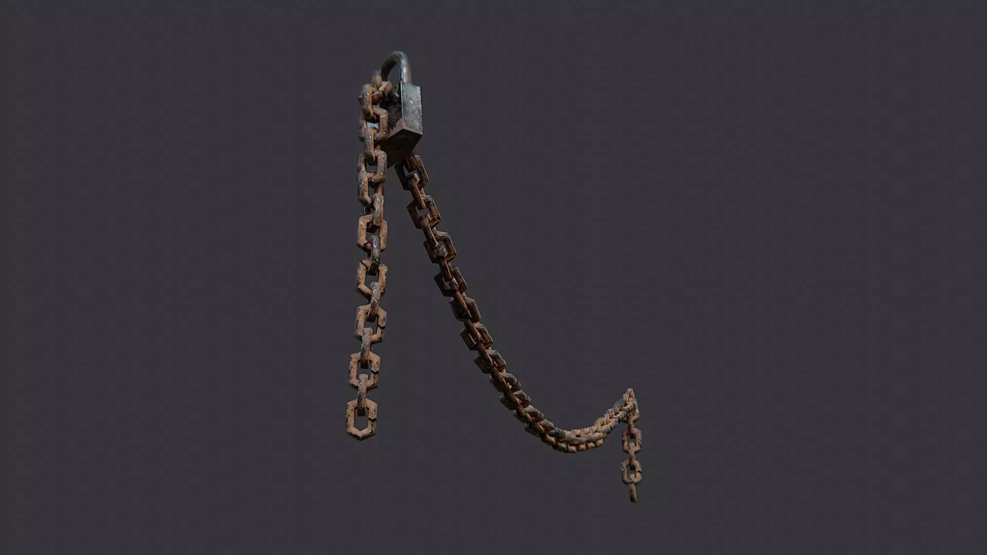 Rusty chain with padlock decor Low-poly 3D model_5