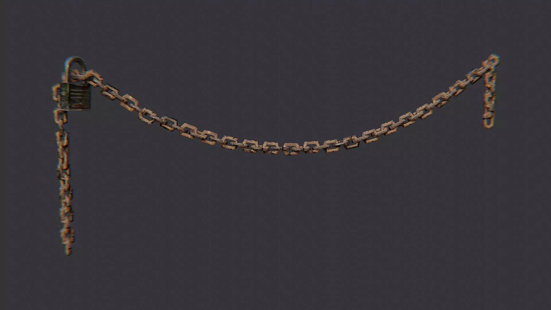 Rusty chain with padlock decor Low-poly 3D model_2
