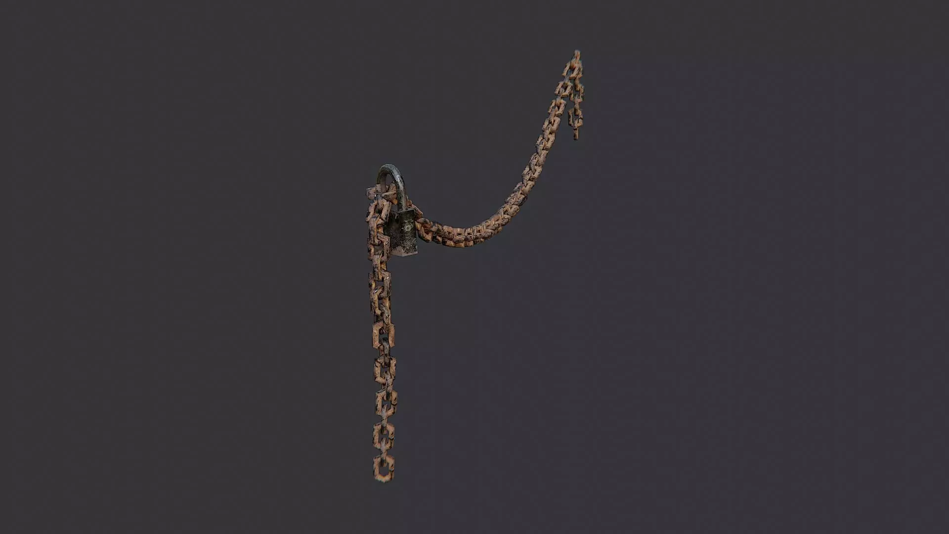Rusty chain with padlock decor Low-poly 3D model_0