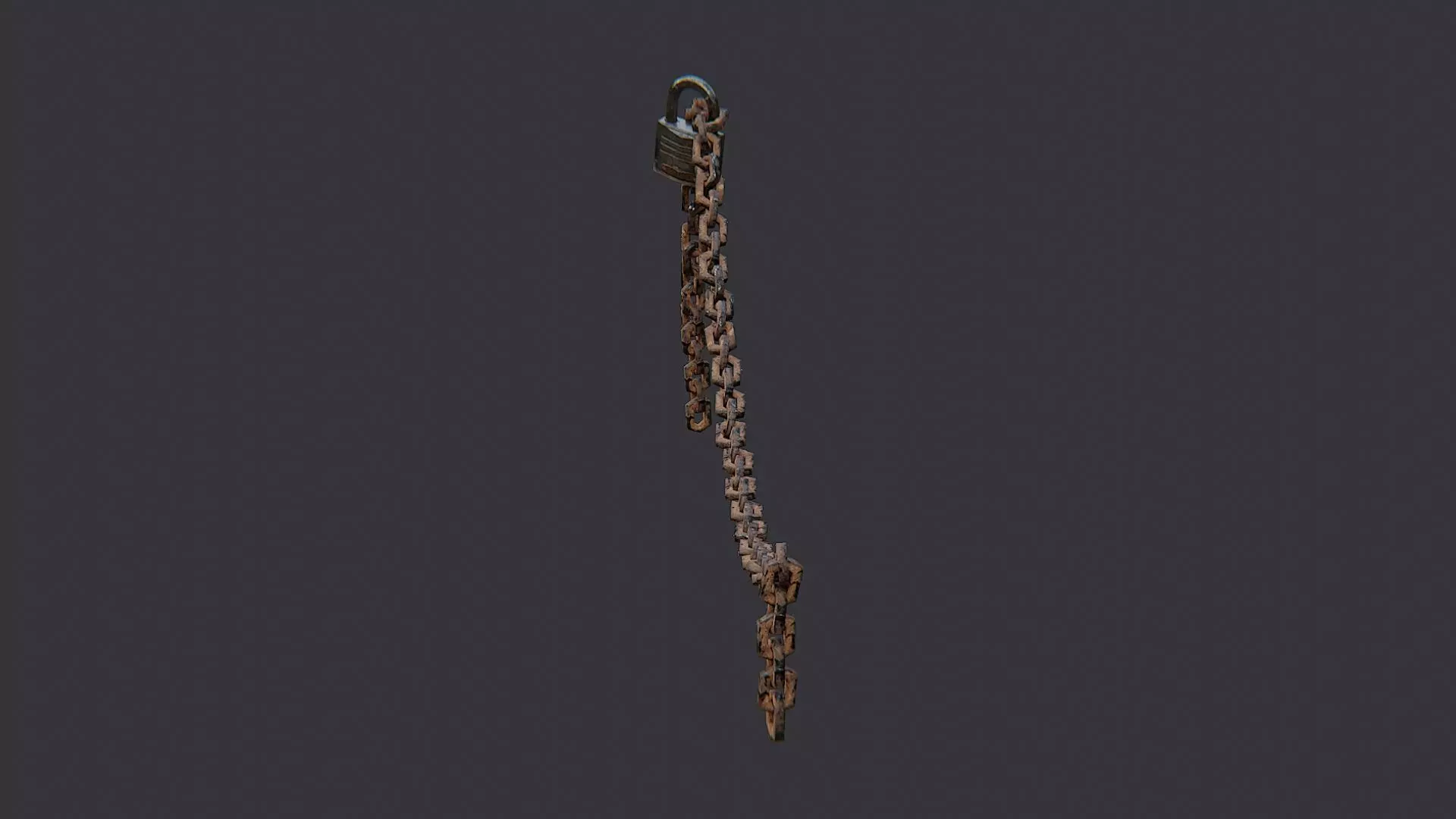 Rusty chain with padlock decor Low-poly 3D model_3