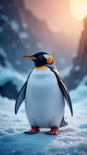 Majestic King Penguin Regal Bird Orange Snowy Lowpoly Low-poly 3D model