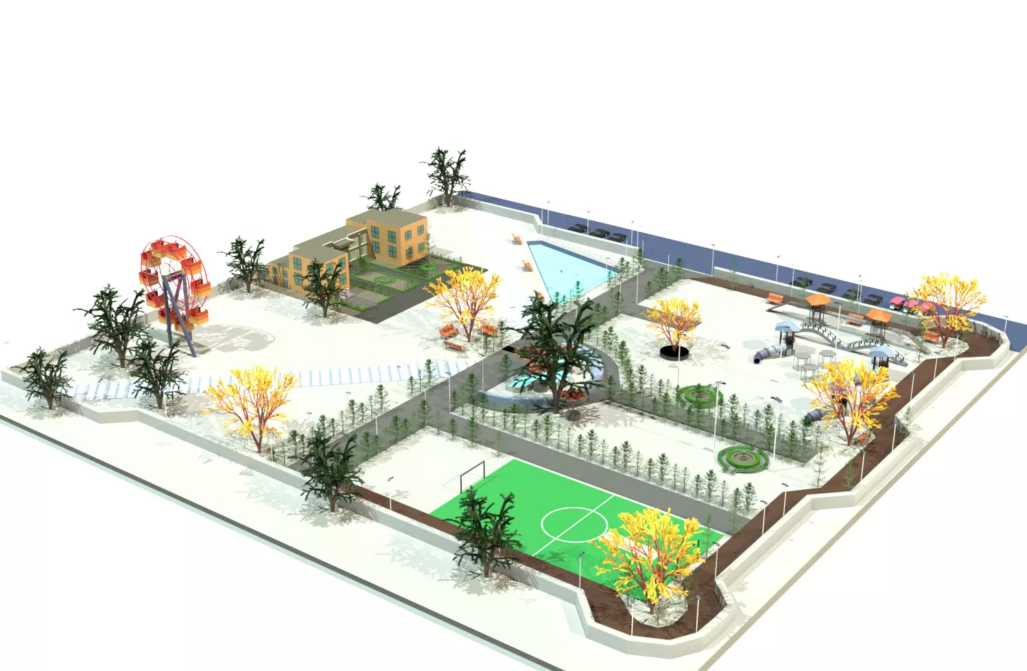 Detailed City Park 3D Model 3D model_4