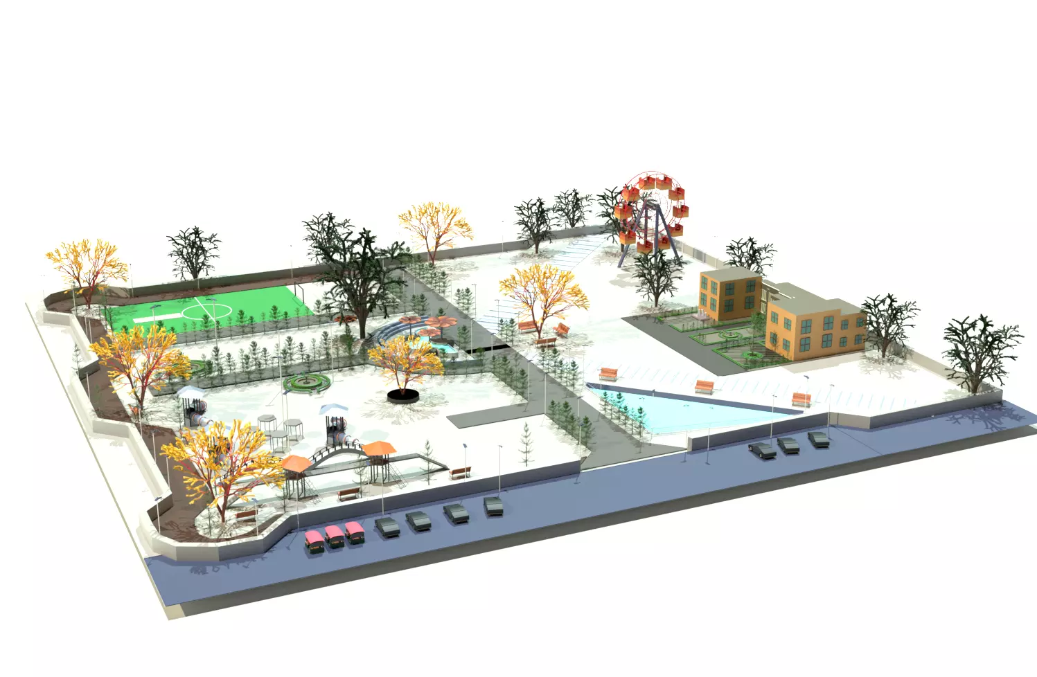 Detailed City Park 3D Model 3D model_3