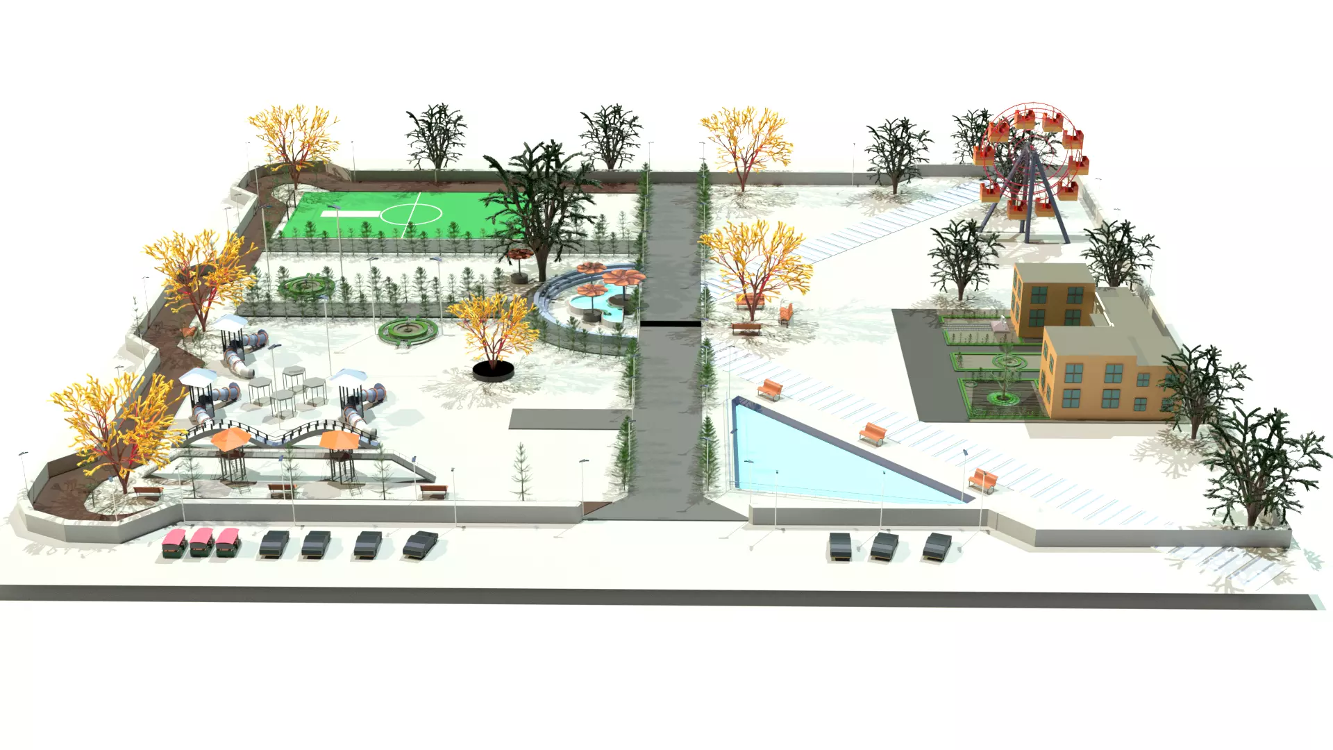 Detailed City Park 3D Model 3D model_1