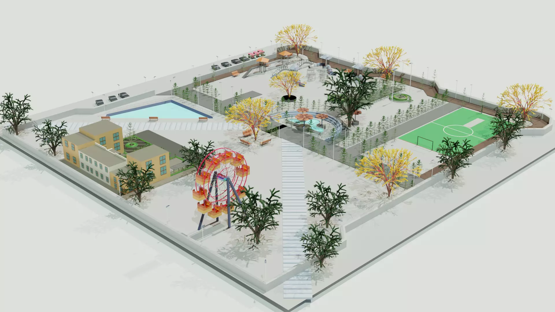 Detailed City Park 3D Model 3D model_0