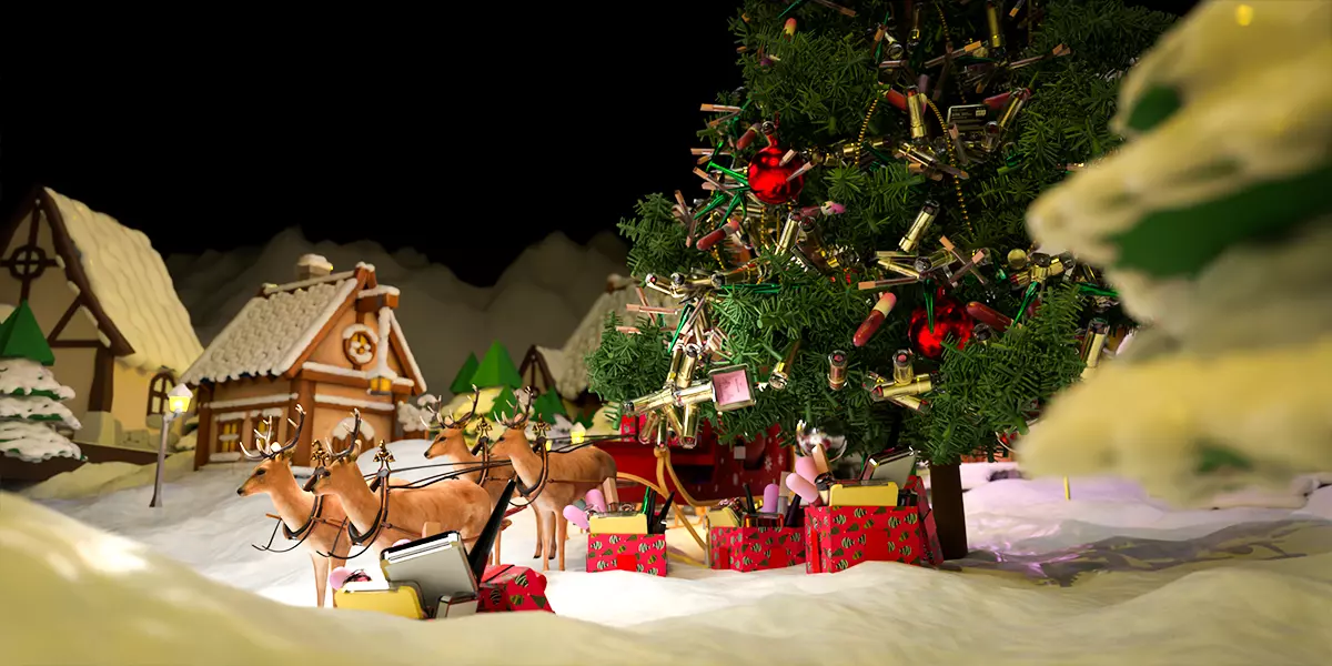 Snow Island Christmas Decoration Cosmetics Product Animation Low-poly 3D model_5