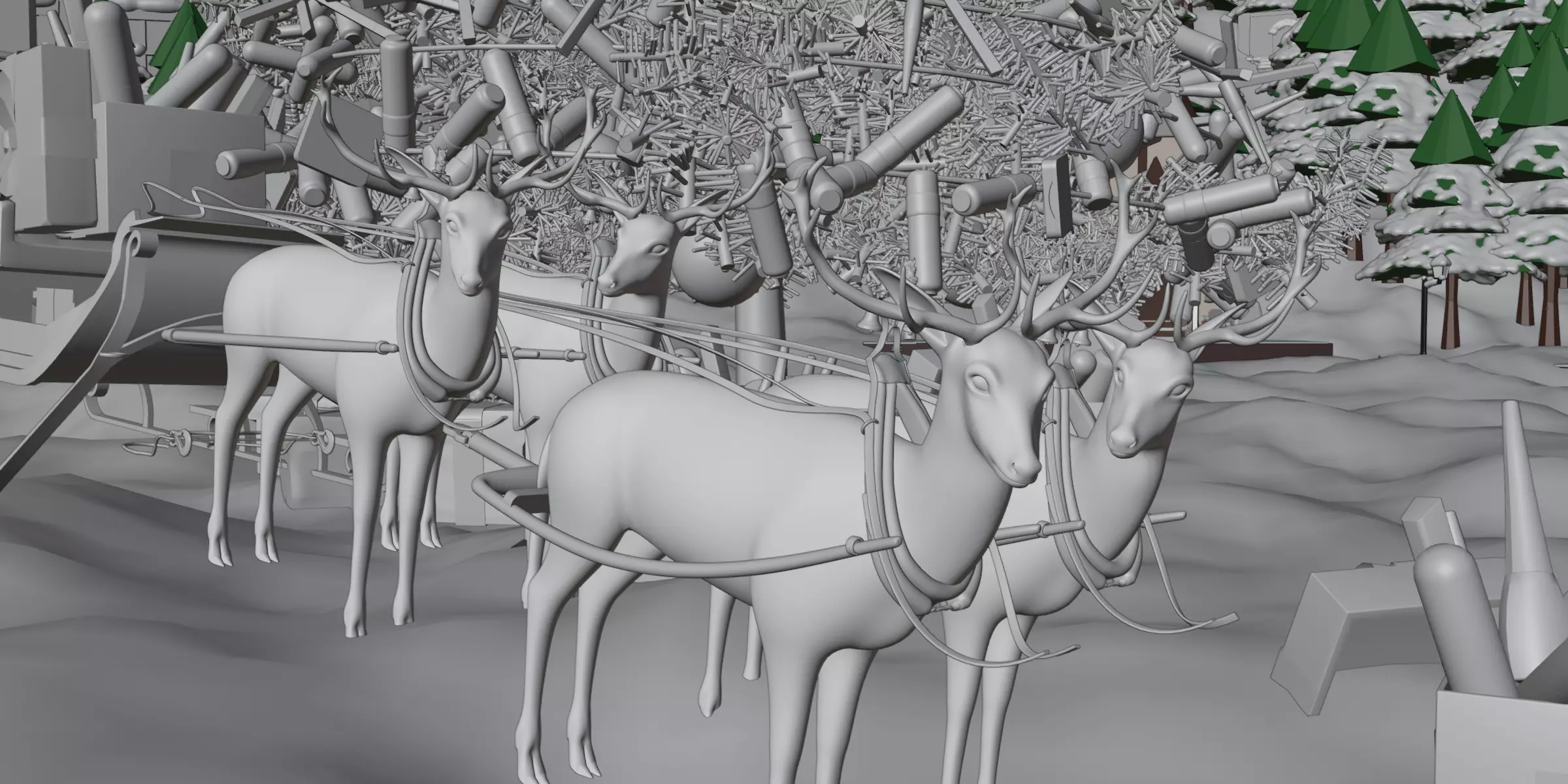 Snow Island Christmas Decoration Cosmetics Product Animation Low-poly 3D model_10