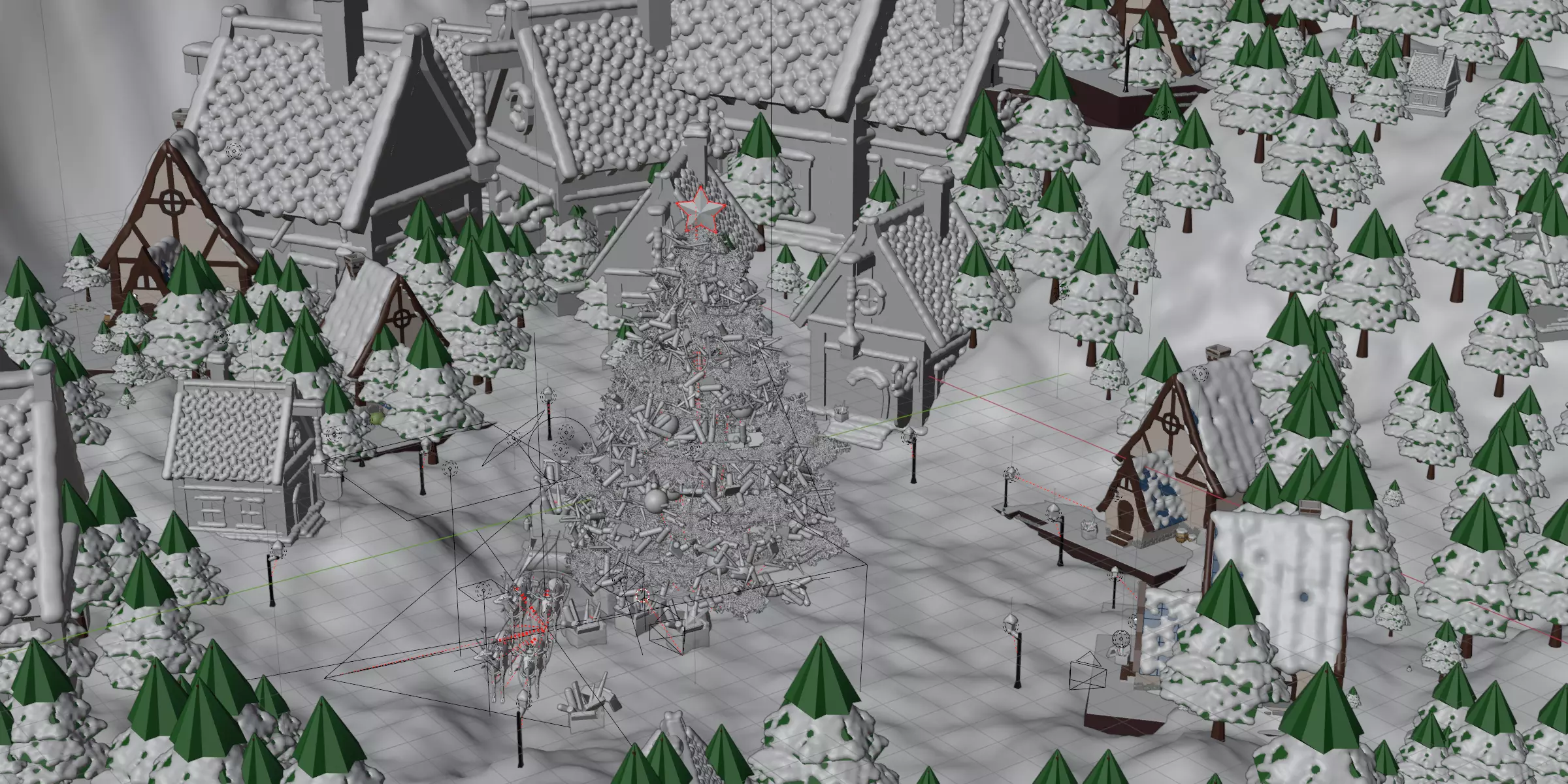 Snow Island Christmas Decoration Cosmetics Product Animation Low-poly 3D model_11