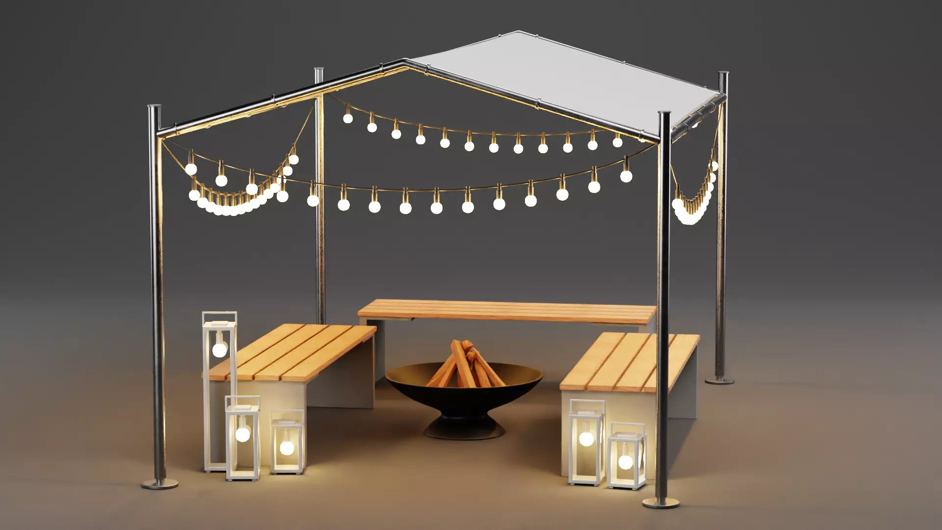 Gazebo Setup V2 - Elegant Garden Pavilion Scene 3D model