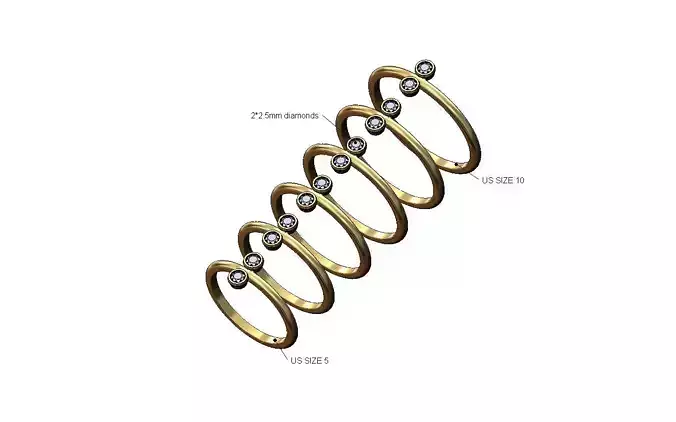 Dainty double bezel set diamond stacker band US sizes 5to10