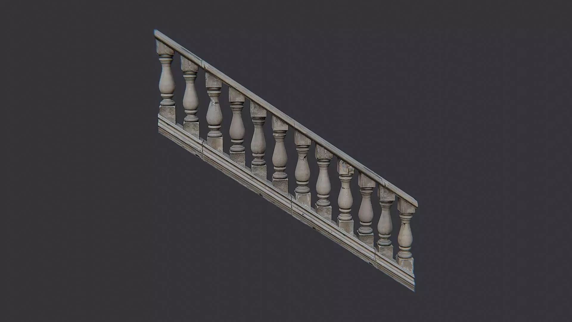 Stone Stair Balustrade Railing Low-poly 3D model_2
